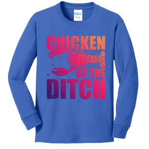 Chicken Of The Ditch Crawfish Season Mud Bug Lovers Gift Kids Long Sleeve Shirt