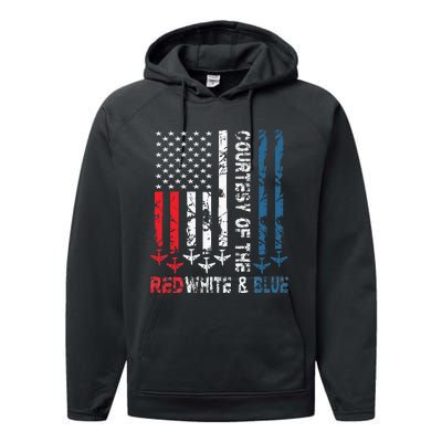 Courtesy Of The Red White And Blue Vintage America Us Flag Performance Fleece Hoodie