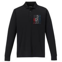 Courtesy Of The Red White And Blue Vintage America Us Flag Performance Long Sleeve Polo