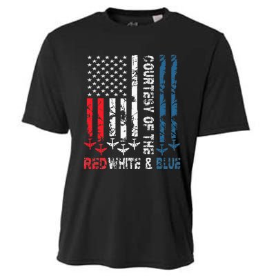 Courtesy Of The Red White And Blue Vintage America Us Flag Cooling Performance Crew T-Shirt