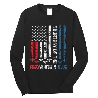 Courtesy Of The Red White And Blue Vintage America Us Flag Long Sleeve Shirt