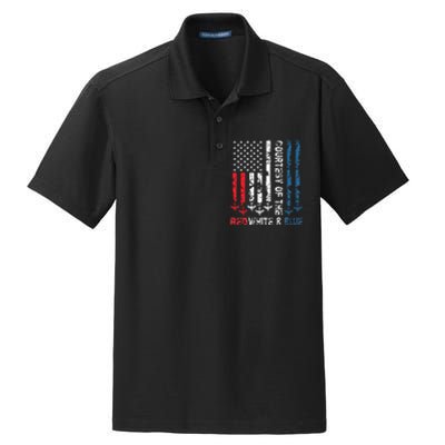 Courtesy Of The Red White And Blue Vintage America Us Flag Dry Zone Grid Polo