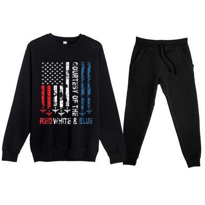 Courtesy Of The Red White And Blue Vintage America Us Flag Premium Crewneck Sweatsuit Set