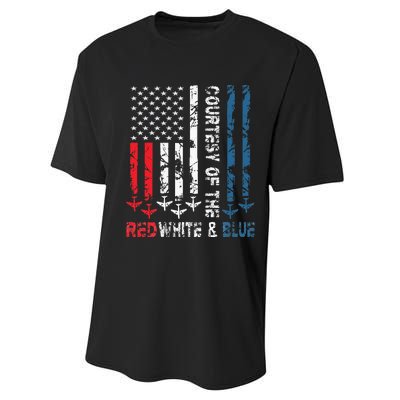 Courtesy Of The Red White And Blue Vintage America Us Flag Performance Sprint T-Shirt