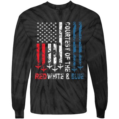 Courtesy Of The Red White And Blue Vintage America Us Flag Tie-Dye Long Sleeve Shirt