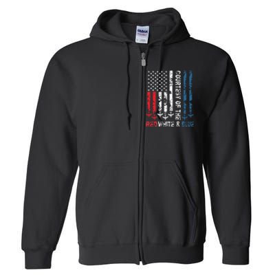 Courtesy Of The Red White And Blue Vintage America Us Flag Full Zip Hoodie