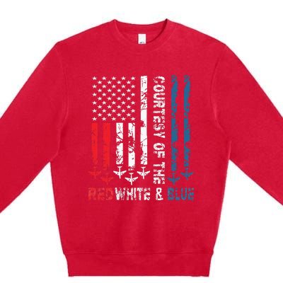 Courtesy Of The Red White And Blue Vintage America Us Flag Premium Crewneck Sweatshirt