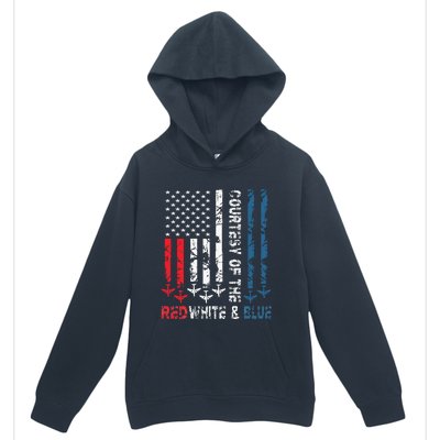 Courtesy Of The Red White And Blue Vintage America Us Flag Urban Pullover Hoodie