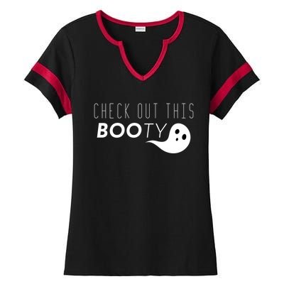 Check Out This Booty Funny Ghost Boo Halloween Gift Ladies Halftime Notch Neck Tee