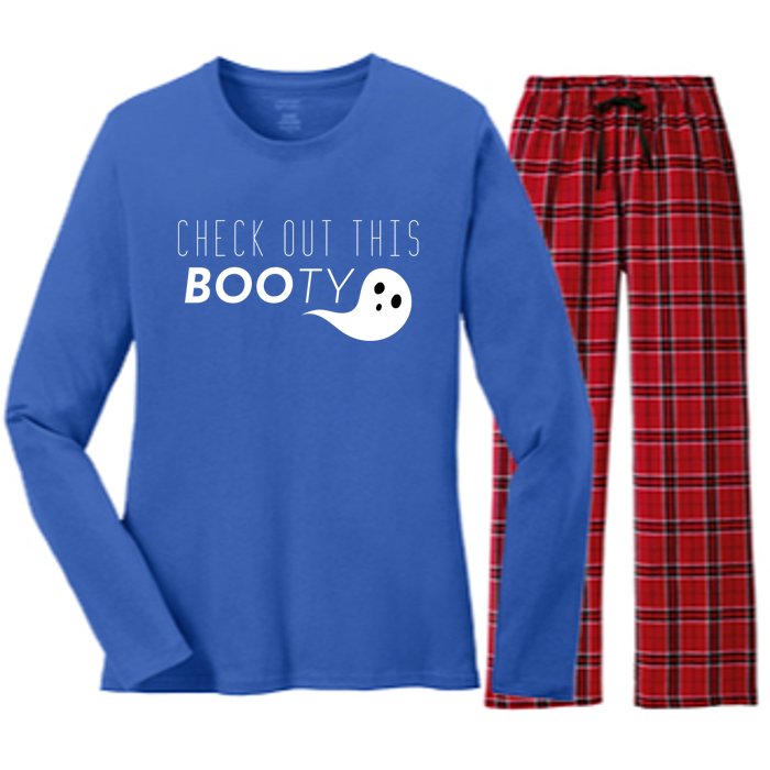 Check Out This Booty Funny Ghost Boo Halloween Gift Women's Long Sleeve Flannel Pajama Set 