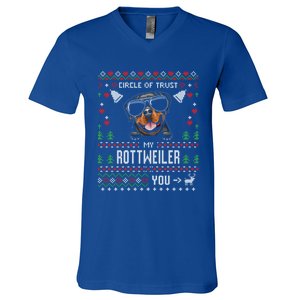 Circle Of Trust My Rottweiler Funny Ugly Christmas Gift V-Neck T-Shirt