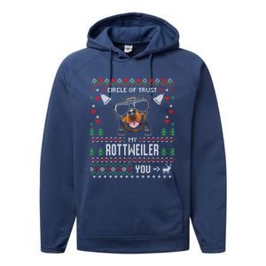 Circle Of Trust My Rottweiler Funny Ugly Christmas Gift Performance Fleece Hoodie