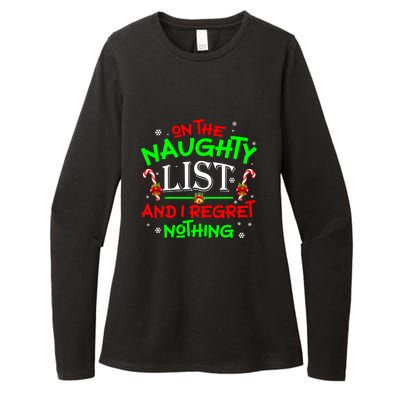 Christmas On The Naughty List And I Regret Nothing Funny Xmas Gift Womens CVC Long Sleeve Shirt