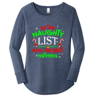 Christmas On The Naughty List And I Regret Nothing Funny Xmas Gift Women's Perfect Tri Tunic Long Sleeve Shirt