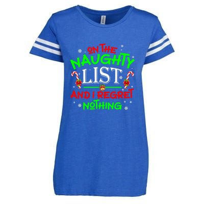 Christmas On The Naughty List And I Regret Nothing Funny Xmas Gift Enza Ladies Jersey Football T-Shirt