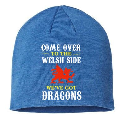 Come Over To The Welsh Side Wales Dragon Cool Gift Sustainable Beanie