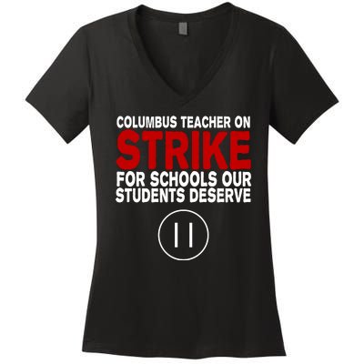 Columbus Ohio Teacher, School Teachers Strike Women's V-Neck T-Shirt