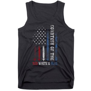 Courtesy Of The Red White And Blue America Us Flag Tank Top