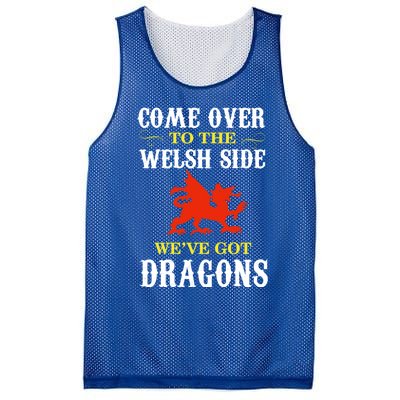 Come Over To The Welsh Side Wales Dragon Gift Mesh Reversible Basketball Jersey Tank