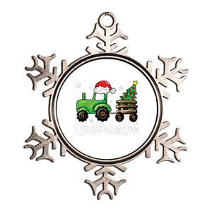 Christmas On The Farm Tractor Santa Farmer Christmas Trees Metallic Star Ornament