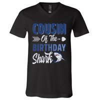 Cousin Of The Birthday Shark Ocean Matching Family V-Neck T-Shirt