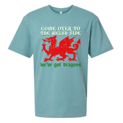 Come Over To The Welsh Side Red Dragon Flag Of Wales Rugby Great Gift Sueded Cloud Jersey T-Shirt