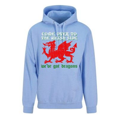 Come Over To The Welsh Side Red Dragon Flag Of Wales Rugby Great Gift Unisex Surf Hoodie