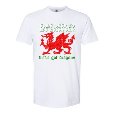 Come Over To The Welsh Side Red Dragon Flag Of Wales Rugby Great Gift Softstyle CVC T-Shirt