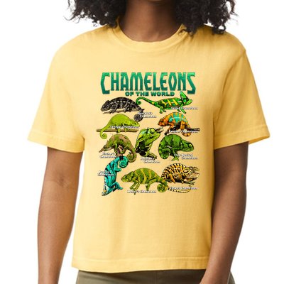 Chameleons Of The World Educational Reptile Lizard Lover Comfort Colors Boxy T-Shirt