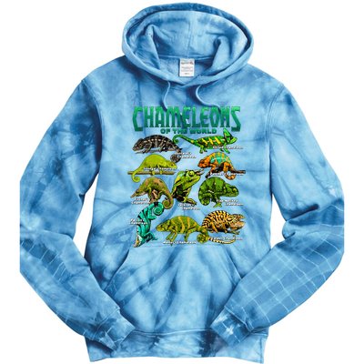 Chameleons Of The World Educational Reptile Lizard Lover Tie Dye Hoodie