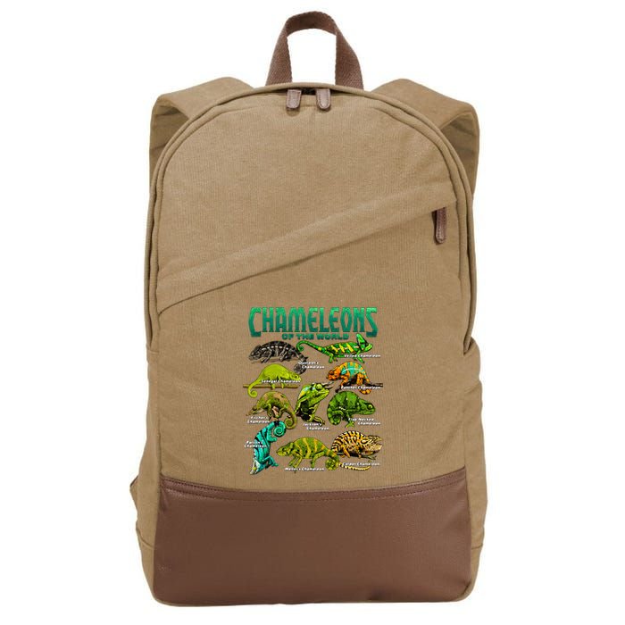 Chameleons Of The World Educational Reptile Lizard Lover Cotton Canvas Backpack
