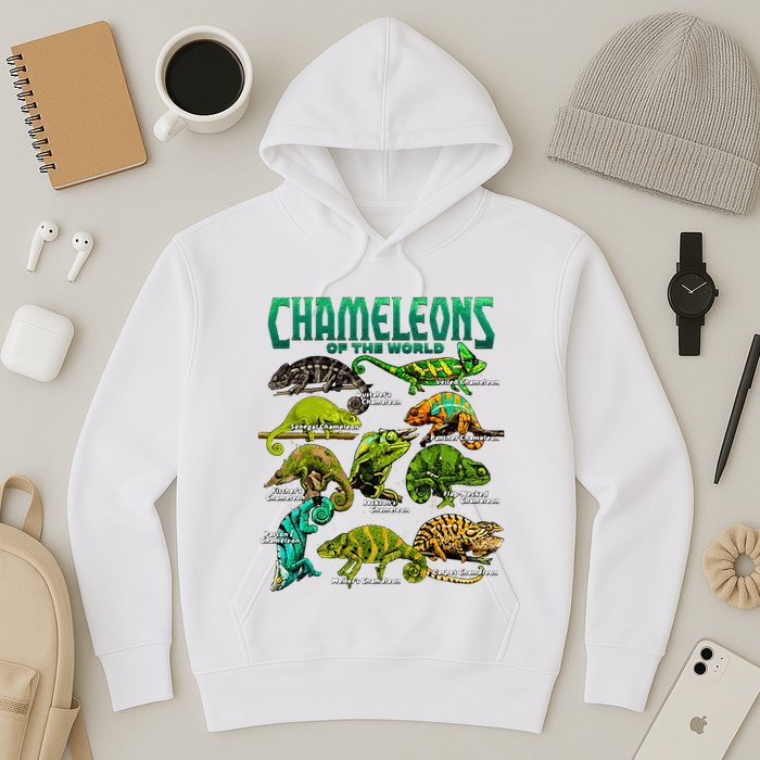 Chameleons Of The World Educational Reptile Lizard Lover Hoodie