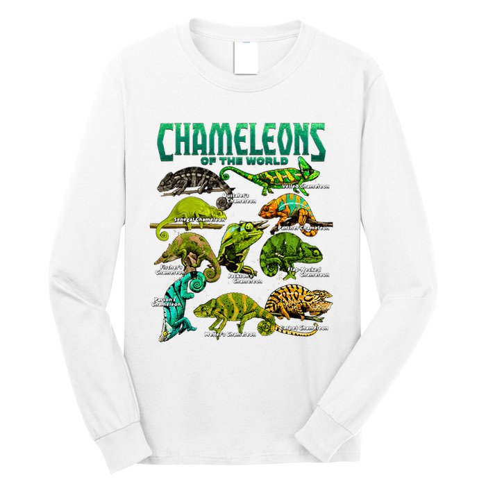 Chameleons Of The World Educational Reptile Lizard Lover Long Sleeve Shirt