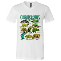 Chameleons Of The World Educational Reptile Lizard Lover V-Neck T-Shirt