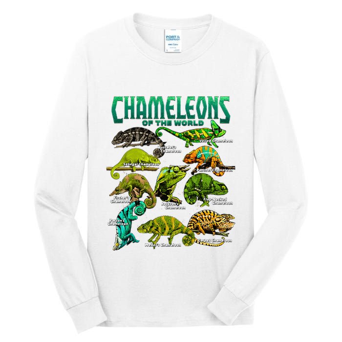 Chameleons Of The World Educational Reptile Lizard Lover Tall Long Sleeve T-Shirt