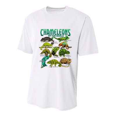 Chameleons Of The World Educational Reptile Lizard Lover Youth Performance Sprint T-Shirt
