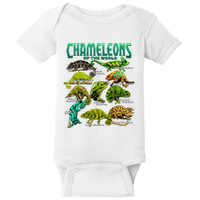 Chameleons Of The World Educational Reptile Lizard Lover Baby Bodysuit