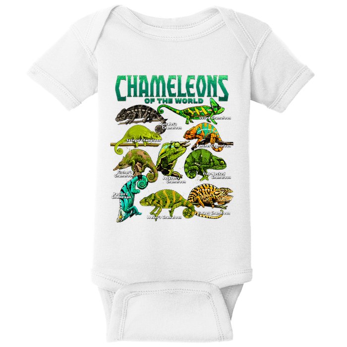 Chameleons Of The World Educational Reptile Lizard Lover Baby Bodysuit