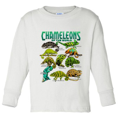Chameleons Of The World Educational Reptile Lizard Lover Toddler Long Sleeve Shirt