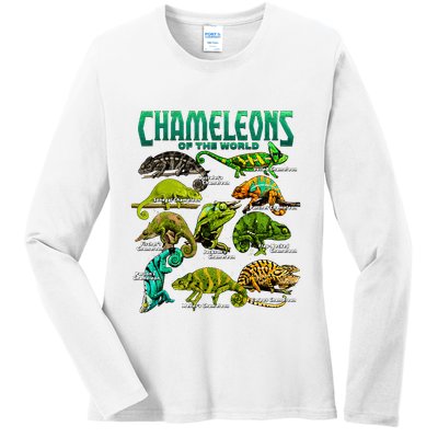 Chameleons Of The World Educational Reptile Lizard Lover Ladies Long Sleeve Shirt