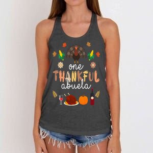 Cute One Thankful ABUELA Farmer Family Thanksgiving Women's Knotted Racerback Tank