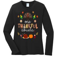 Cute One Thankful ABUELA Farmer Family Thanksgiving Ladies Long Sleeve Shirt