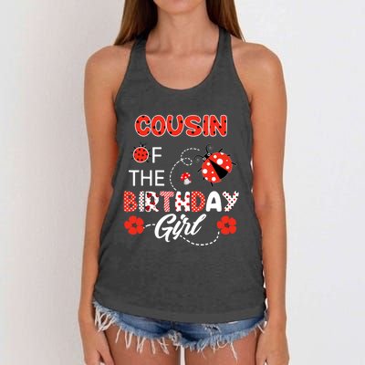 Cousin Of The Birthday Girl - Family Ladybug Birthday Women's Knotted Racerback Tank