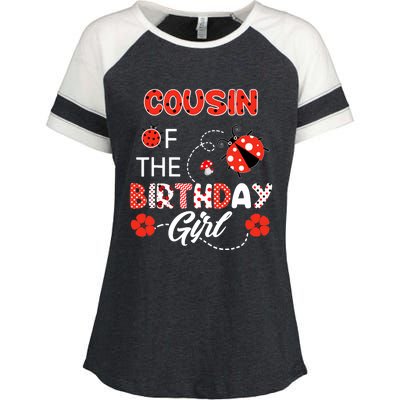 Cousin Of The Birthday Girl - Family Ladybug Birthday Enza Ladies Jersey Colorblock Tee