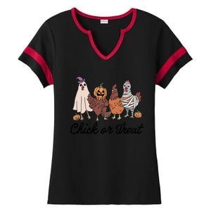 Chick Or Treat Halloween Witch Spooky Chicken Ladies Halftime Notch Neck Tee