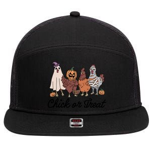 Chick Or Treat Halloween Witch Spooky Chicken 7 Panel Mesh Trucker Snapback Hat