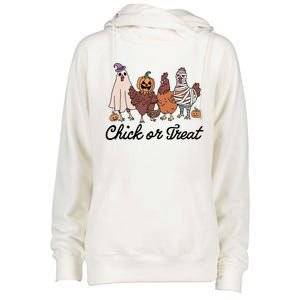 Chick Or Treat Halloween Witch Spooky Chicken Womens Funnel Neck Pullover Hood