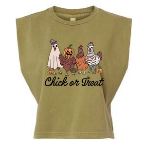 Chick Or Treat Halloween Witch Spooky Chicken Garment-Dyed Women's Muscle Tee