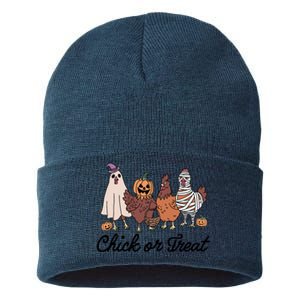 Chick Or Treat Halloween Witch Spooky Chicken Sustainable Knit Beanie