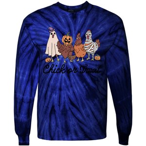 Chick Or Treat Halloween Witch Spooky Chicken Tie-Dye Long Sleeve Shirt